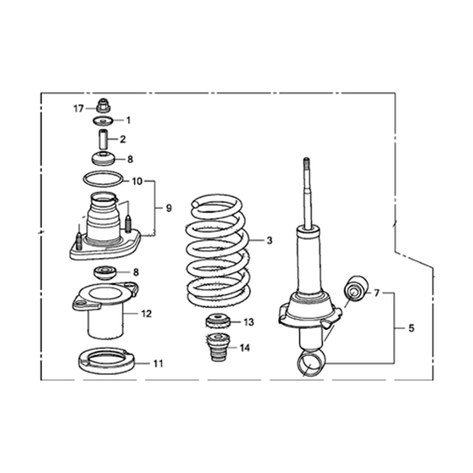 Rear Left shock absorbers for Honda CR-V OEM 52620-SXS-A04